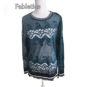 𝅺fabletics Athleisure Black and Green Mesh Sports Top size M